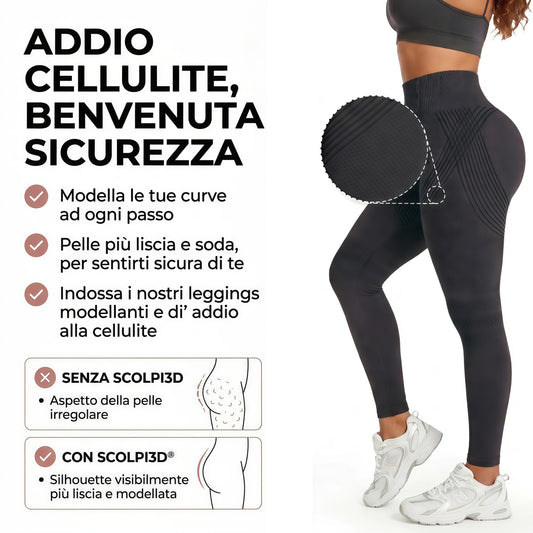Scolpi3D® – Leggings Modellanti Anticellulite | Vita Alta, Effetto Push-Up